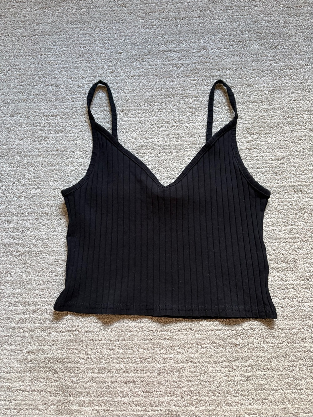 Zara Black Ribbed V-Neck Cami